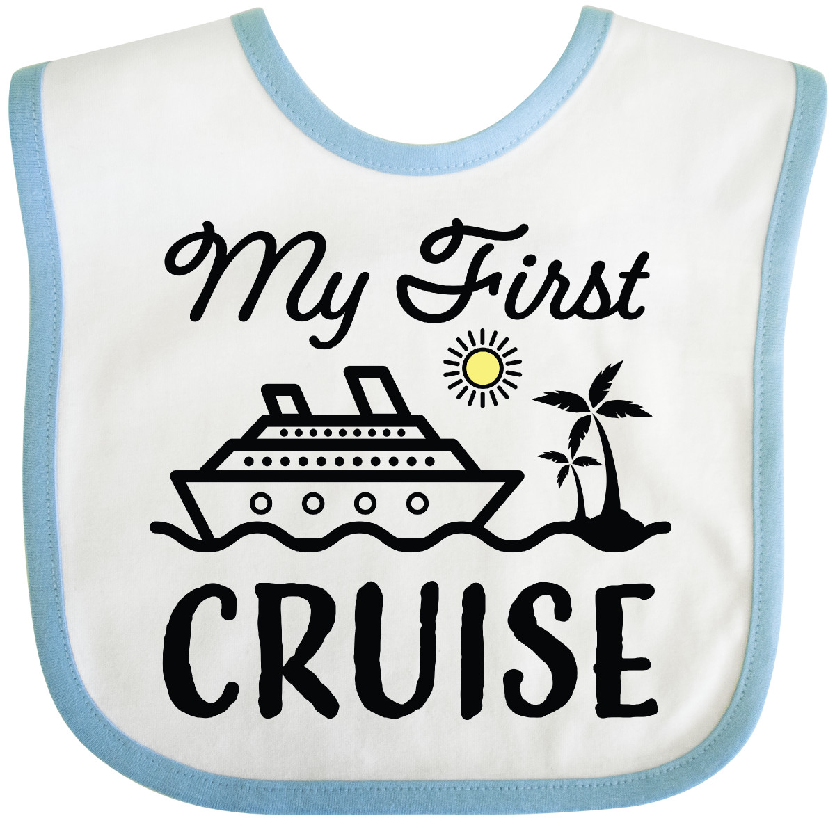 Inktastic My First Cruise With Cruise Ship And Palm Trees Baby Bib 1st Vacation - Picture 9 of 12