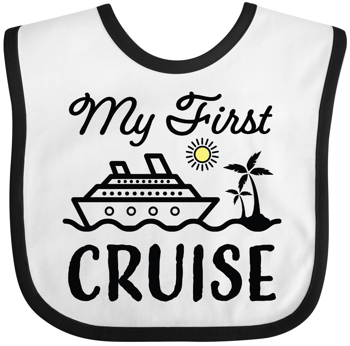 Inktastic My First Cruise With Cruise Ship And Palm Trees Baby Bib 1st Vacation - Picture 8 of 12