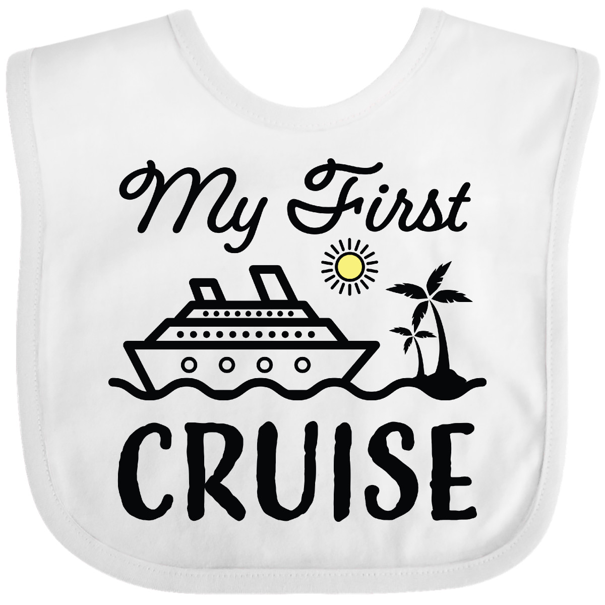 Inktastic My First Cruise With Cruise Ship And Palm Trees Baby Bib 1st Vacation - Picture 7 of 12