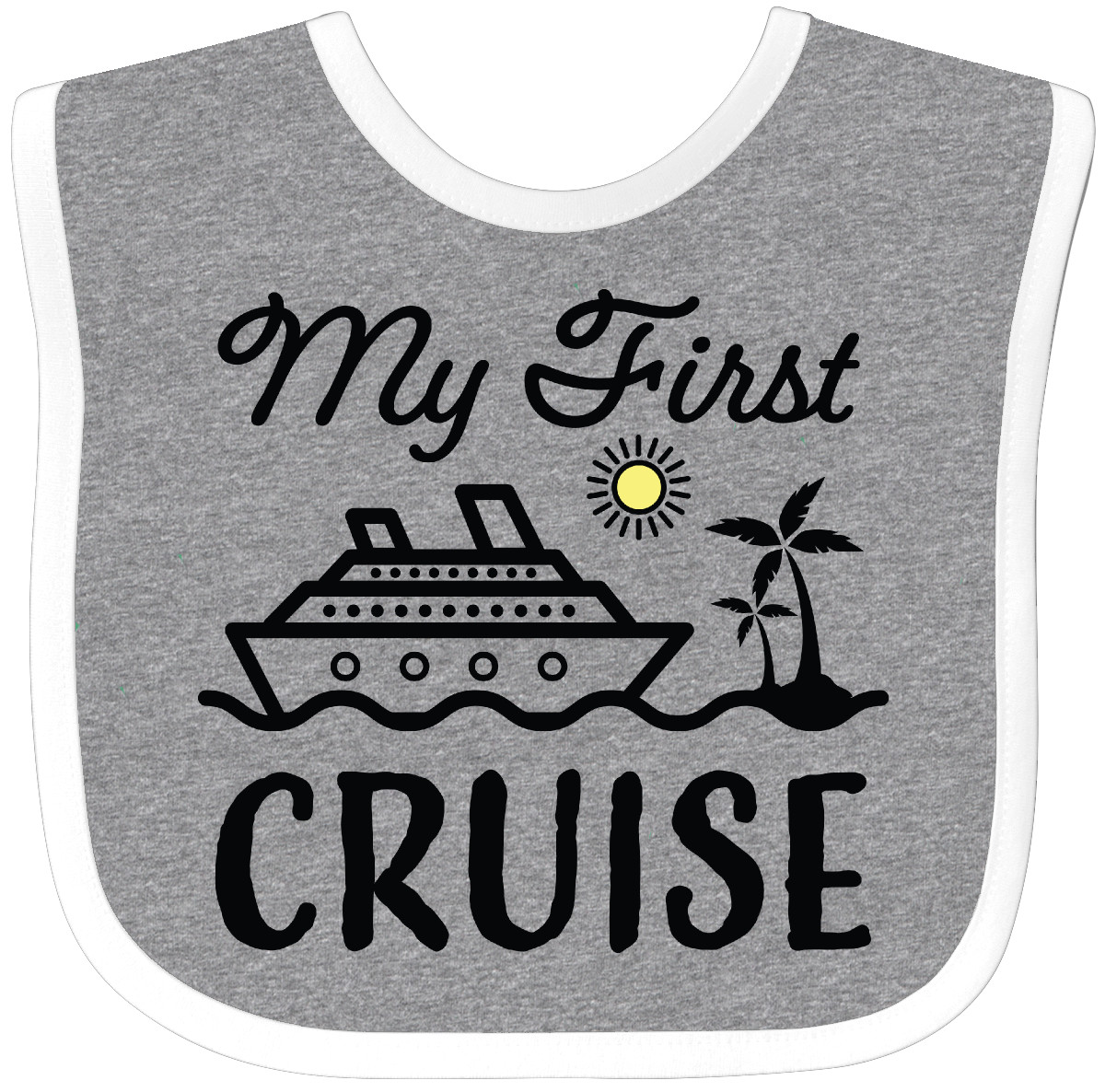 Inktastic My First Cruise With Cruise Ship And Palm Trees Baby Bib 1st Vacation - Picture 4 of 12