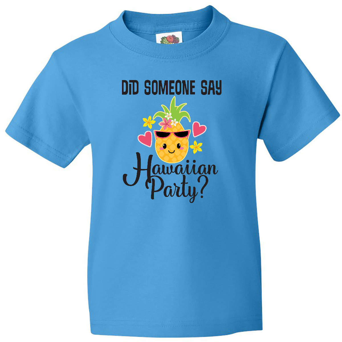Inktastic Hawaiian Party Pineapple Youth T-Shirt Hawaii Food Funny Tee Kids Teen - Picture 5 of 7