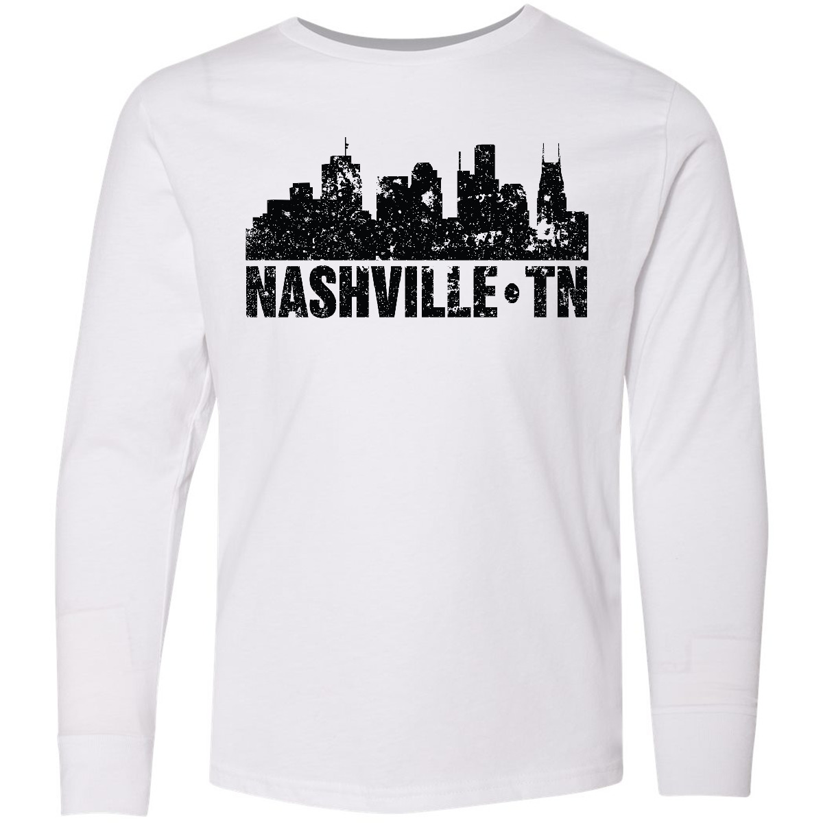 Inktastic Nashville Skyline Grunge Youth Long Sleeve T-Shirt Skylines Nasville - Picture 3 of 3