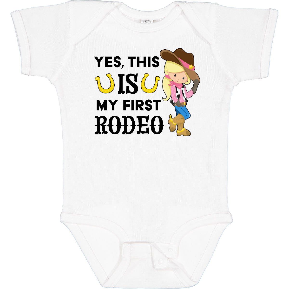 Inktastic Yes, This IS My First Rodeo- Cowgirl In Hat And Boots Baby Bodysuit - Picture 8 of 9