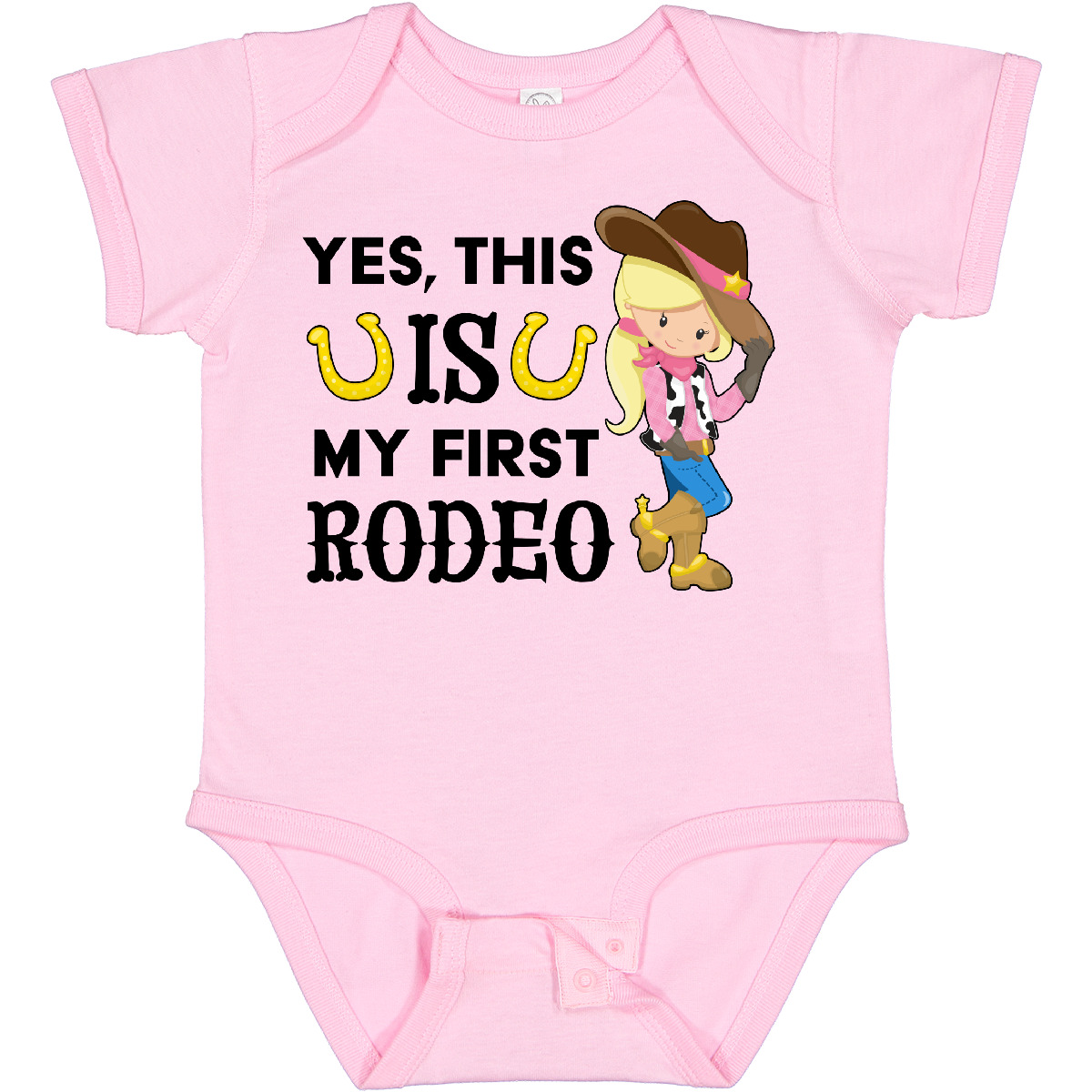 Inktastic Yes, This IS My First Rodeo- Cowgirl In Hat And Boots Baby Bodysuit - Picture 7 of 9
