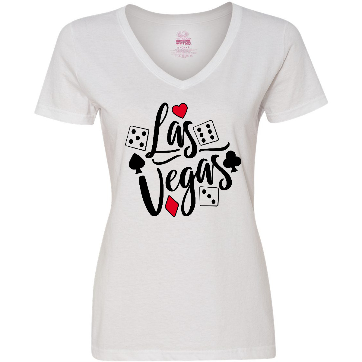 Inktastic Las Vegas- Dice And Card Suites Women's V-Neck T-Shirt Summer Cards - Picture 6 of 6