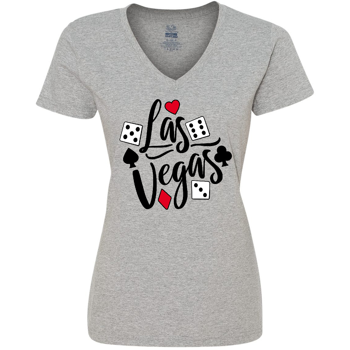 Inktastic Las Vegas- Dice And Card Suites Women's V-Neck T-Shirt Summer Cards - Picture 3 of 6