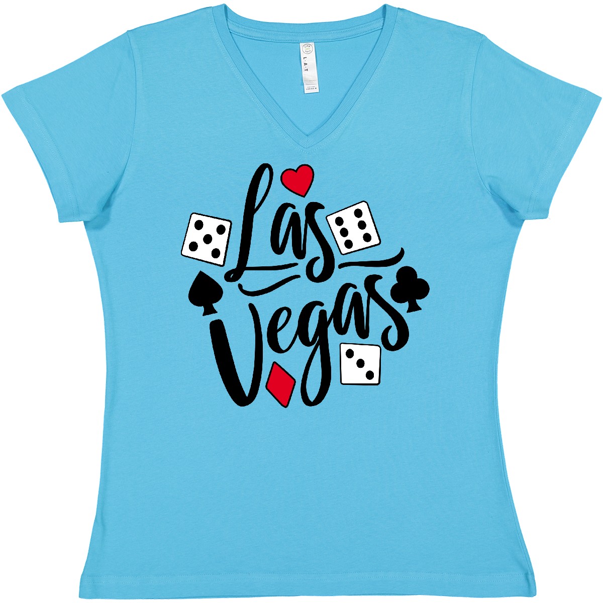 Inktastic Las Vegas- Dice And Card Suites Women's V-Neck T-Shirt Summer Cards - Picture 2 of 6