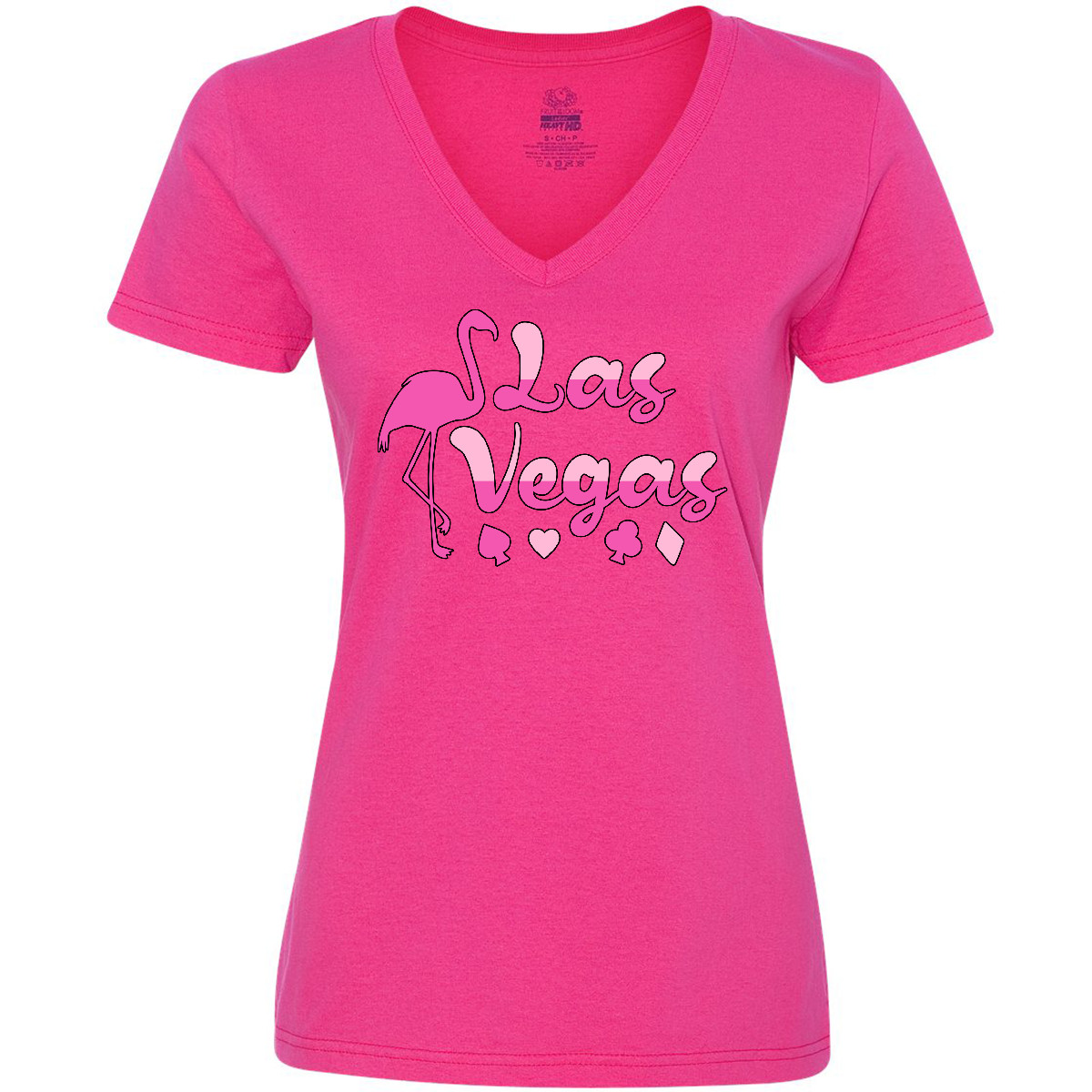 Inktastic Las Vegas- Flamingo Silhouette In Pink Women's V-Neck T-Shirt Summer - Picture 5 of 7