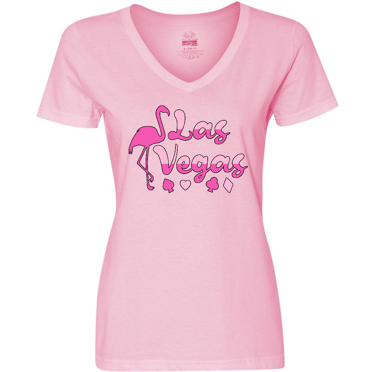 Inktastic Las Vegas- Flamingo Silhouette In Pink Women's V-Neck T-Shirt Summer - Picture 6 of 7