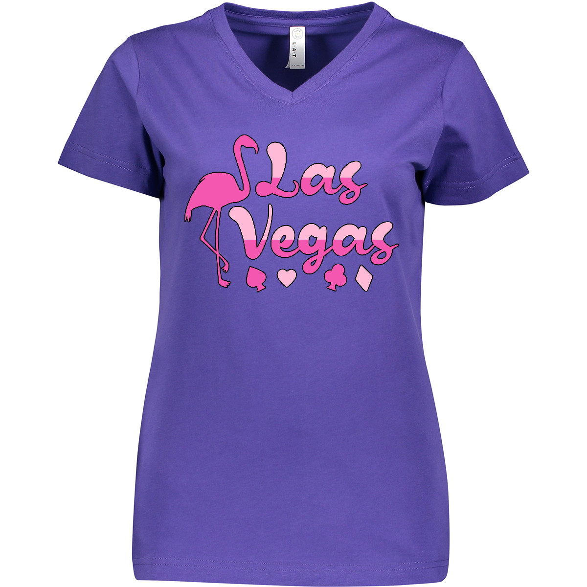 Inktastic Las Vegas- Flamingo Silhouette In Pink Women's V-Neck T-Shirt Summer - Picture 7 of 7