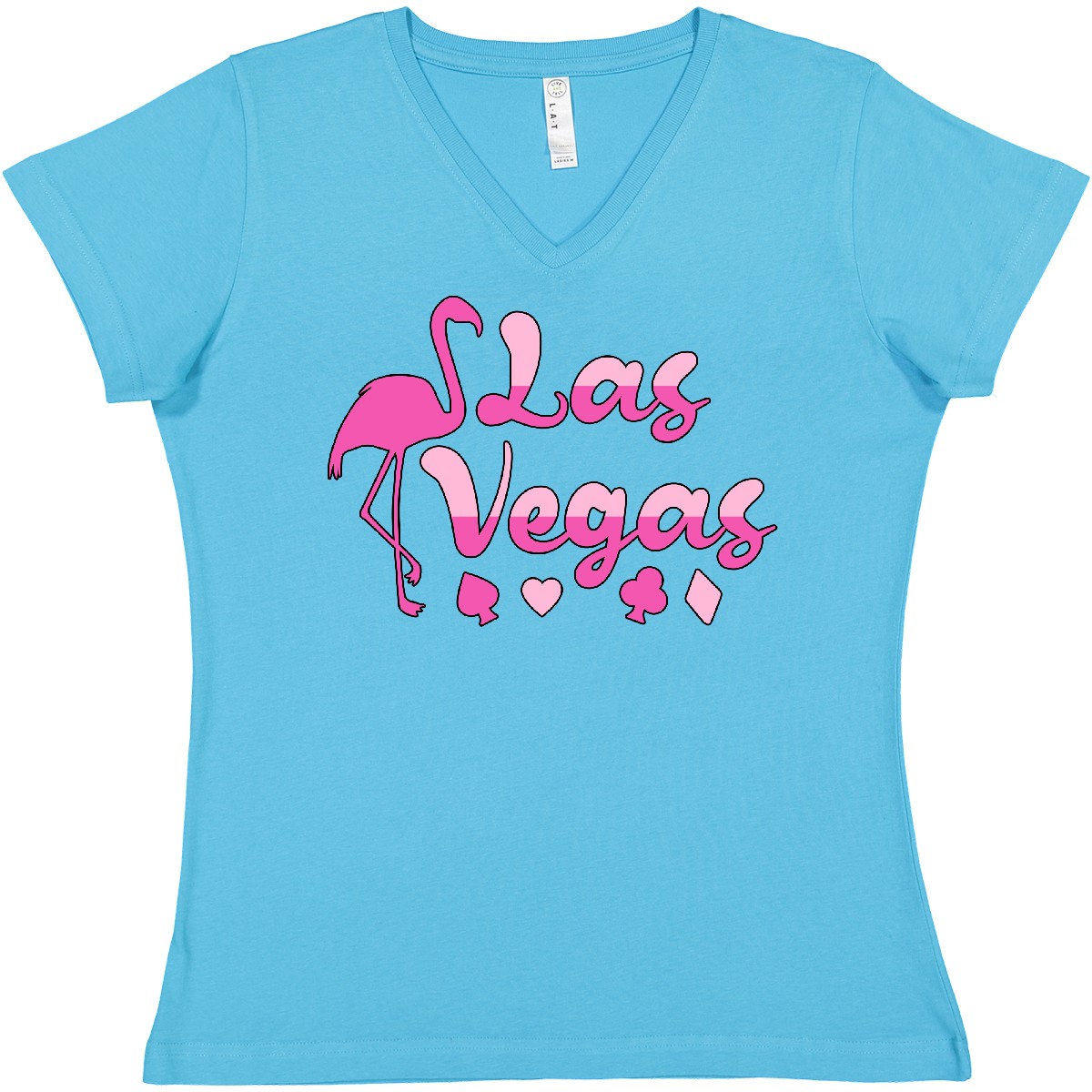 Inktastic Las Vegas- Flamingo Silhouette In Pink Women's V-Neck T-Shirt Summer - Picture 2 of 7