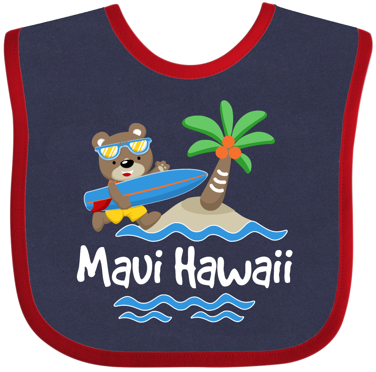 Inktastic Maui Hawaii Cute Vacation Baby Bib Surfing Islands Childs Souvenir - Picture 7 of 11