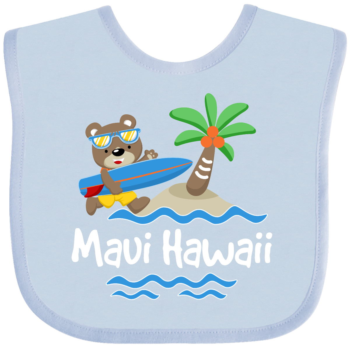 Inktastic Maui Hawaii Cute Vacation Baby Bib Surfing Islands Childs Souvenir - Picture 6 of 11
