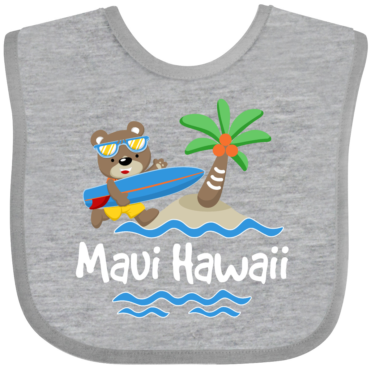 Inktastic Maui Hawaii Cute Vacation Baby Bib Surfing Islands Childs Souvenir - Picture 5 of 11