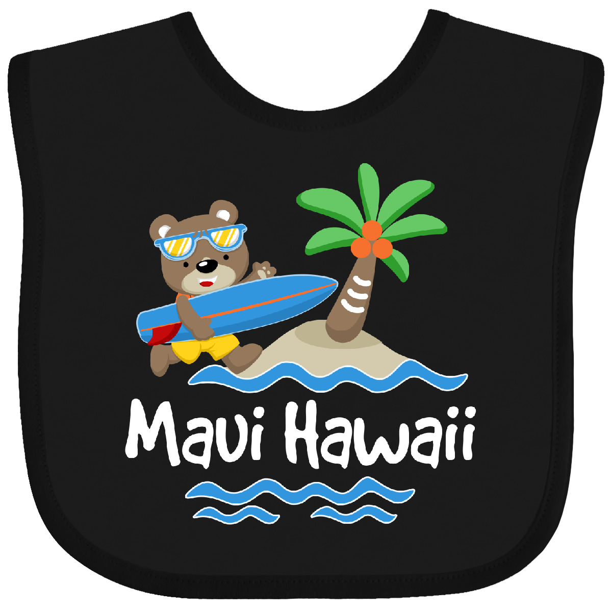 Inktastic Maui Hawaii Cute Vacation Baby Bib Surfing Islands Childs Souvenir - Picture 2 of 11