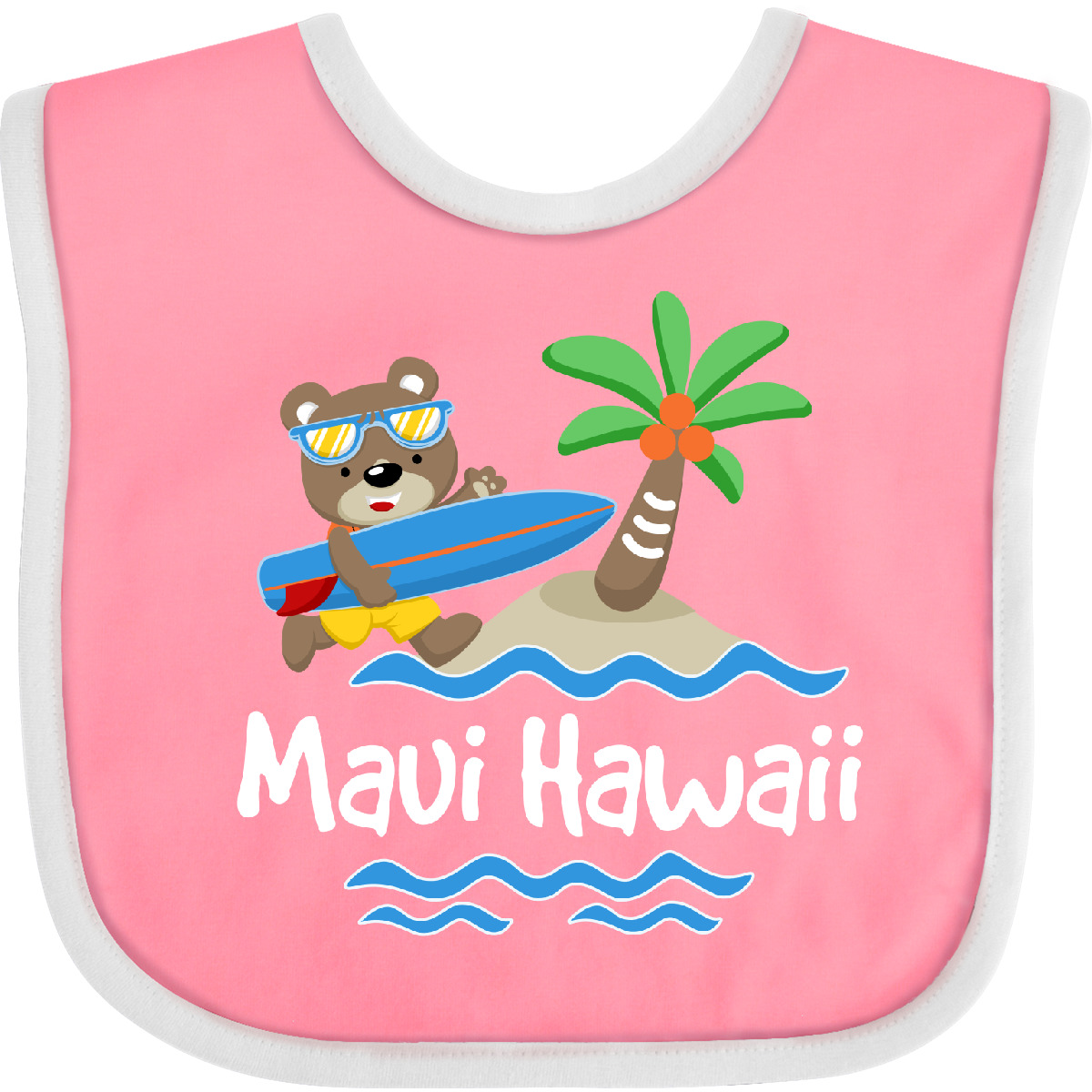 Inktastic Maui Hawaii Cute Vacation Baby Bib Surfing Islands Childs Souvenir - Picture 10 of 11