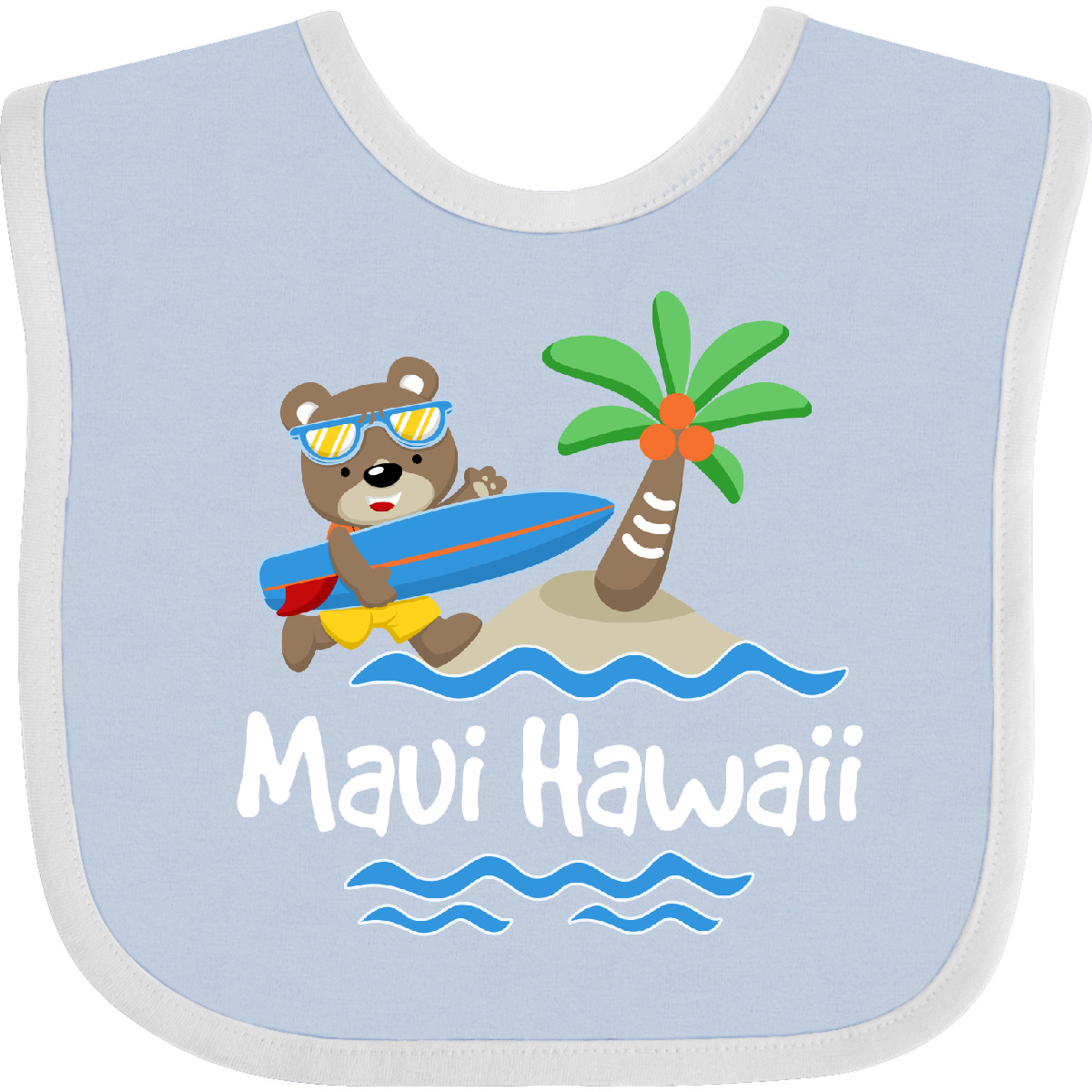 Inktastic Maui Hawaii Cute Vacation Baby Bib Surfing Islands Childs Souvenir - Picture 3 of 11