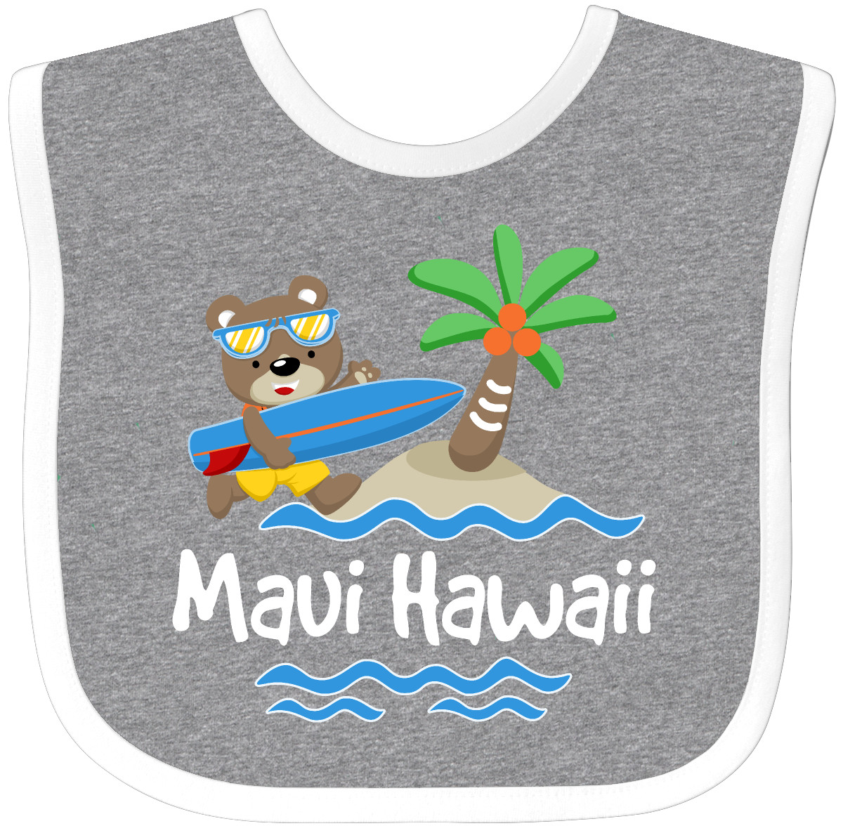 Inktastic Maui Hawaii Cute Vacation Baby Bib Surfing Islands Childs Souvenir - Picture 4 of 11