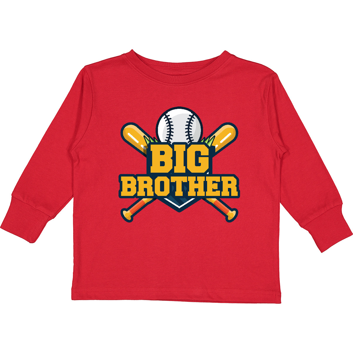 Inktastic Big Brother Baseball Toddler Long Sleeve T-Shirt Bro Light Colored - Picture 7 of 8