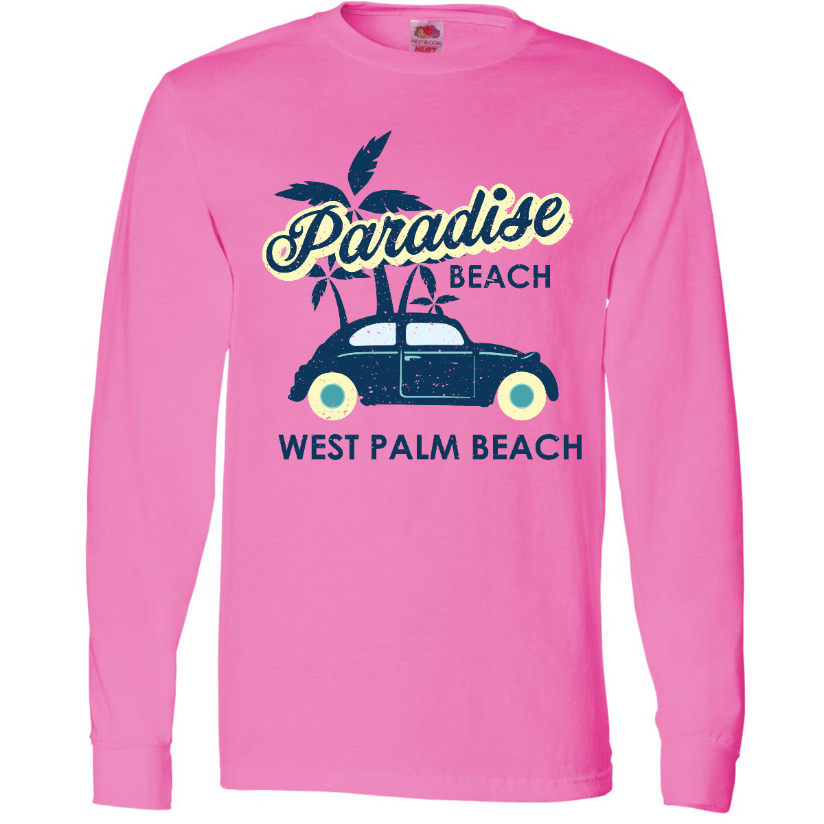 Inktastic Paradise Beach In West Palm Beach With Palm Trees Long Sleeve T-Shirt - Picture 2 of 6
