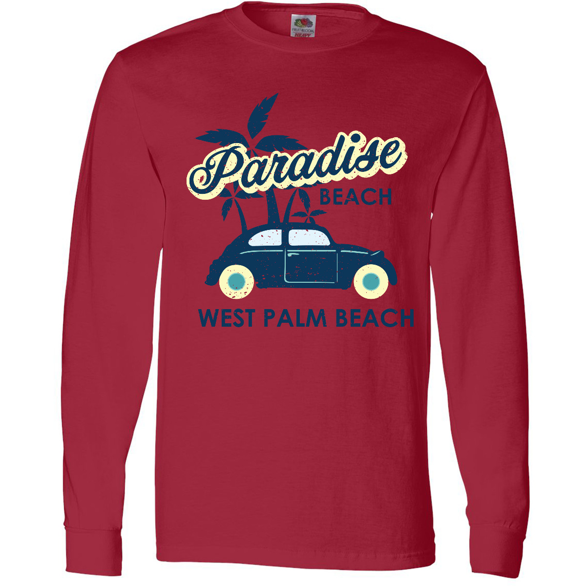 Inktastic Paradise Beach In West Palm Beach With Palm Trees Long Sleeve T-Shirt - Picture 5 of 6