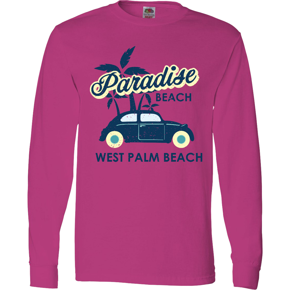 Inktastic Paradise Beach In West Palm Beach With Palm Trees Long Sleeve T-Shirt - Picture 3 of 6