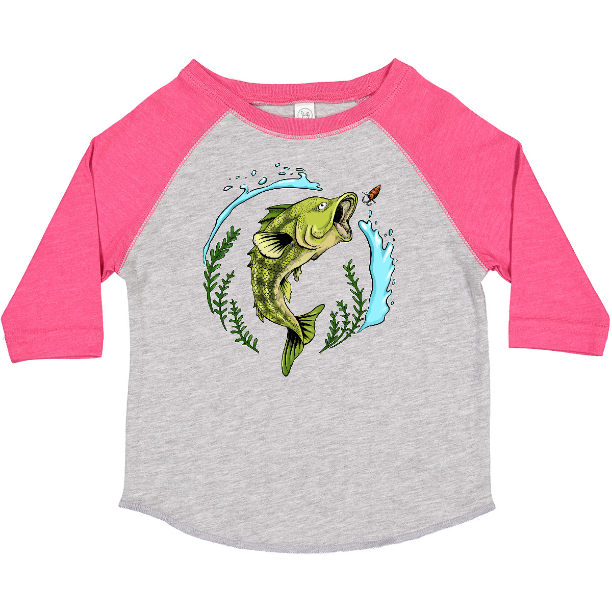 Inktastic Leaping Bass Fish- Fishing Illustration Toddler T-Shirt Tackle Water - Picture 5 of 13