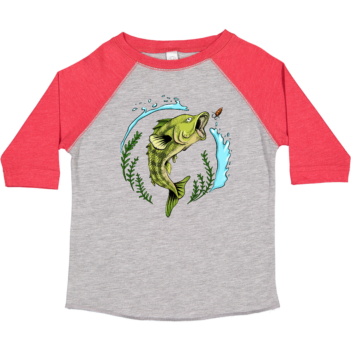 Inktastic Leaping Bass Fish- Fishing Illustration Toddler T-Shirt Tackle Water - Picture 6 of 13