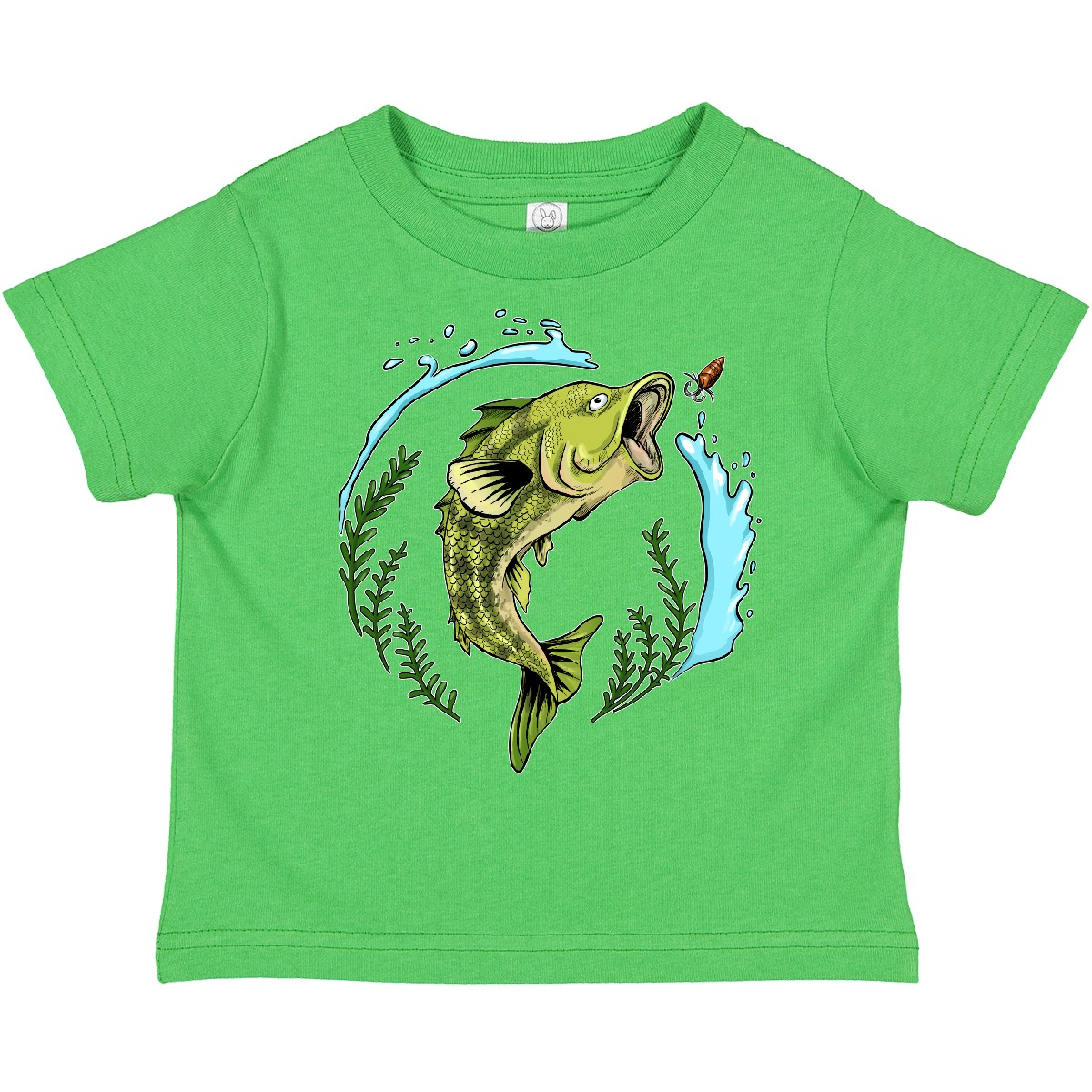 Inktastic Leaping Bass Fish- Fishing Illustration Toddler T-Shirt Tackle Water - Picture 2 of 13