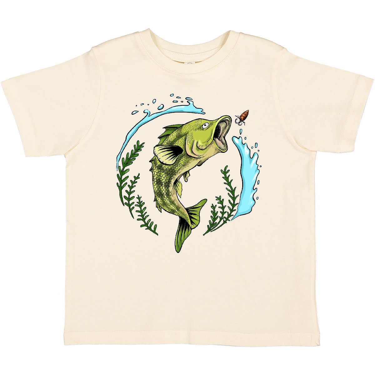 Inktastic Leaping Bass Fish- Fishing Illustration Toddler T-Shirt Tackle Water - Picture 9 of 13