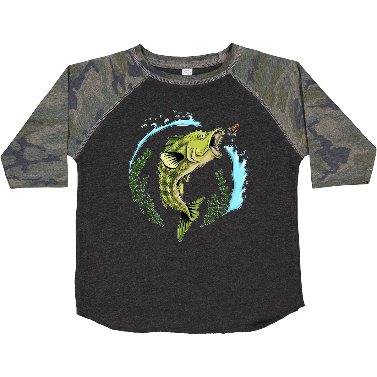 Inktastic Leaping Bass Fish- Fishing Illustration Toddler T-Shirt Tackle Water - Picture 13 of 13