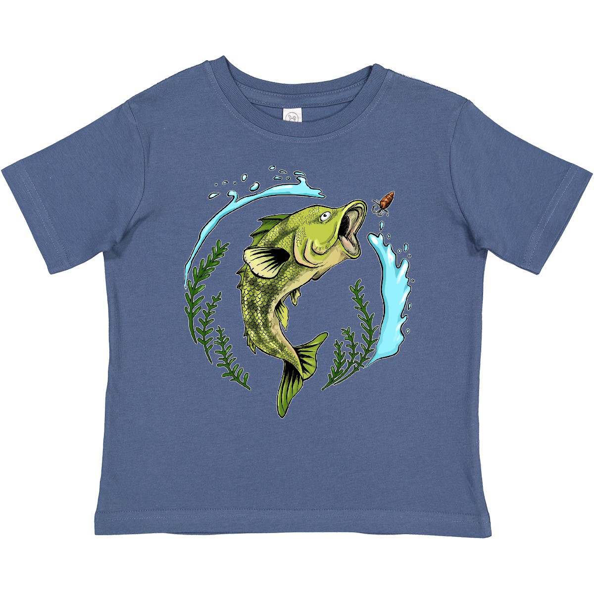 Inktastic Leaping Bass Fish- Fishing Illustration Toddler T-Shirt Tackle Water - Picture 8 of 13