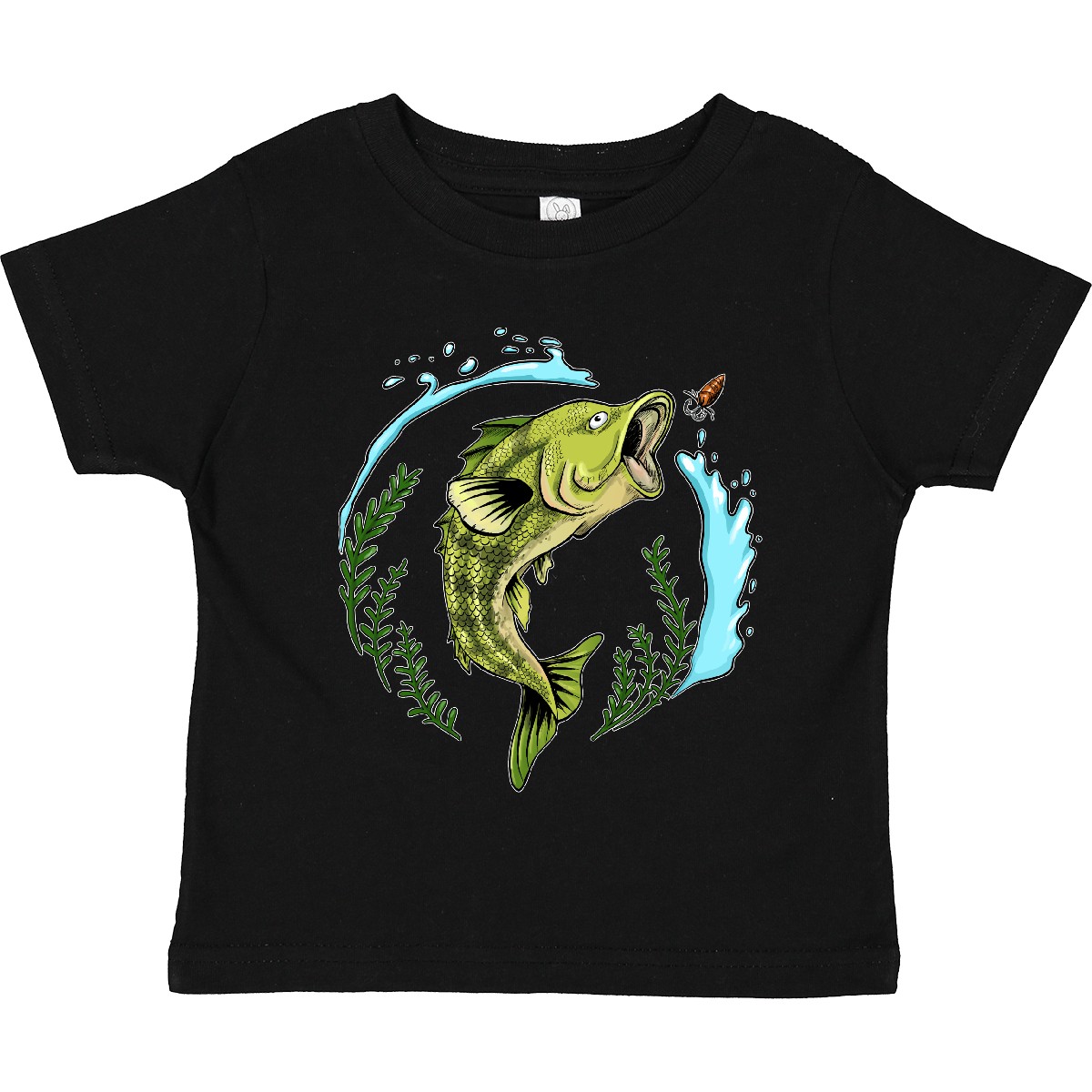 Inktastic Leaping Bass Fish- Fishing Illustration Toddler T-Shirt Tackle Water - Picture 3 of 13