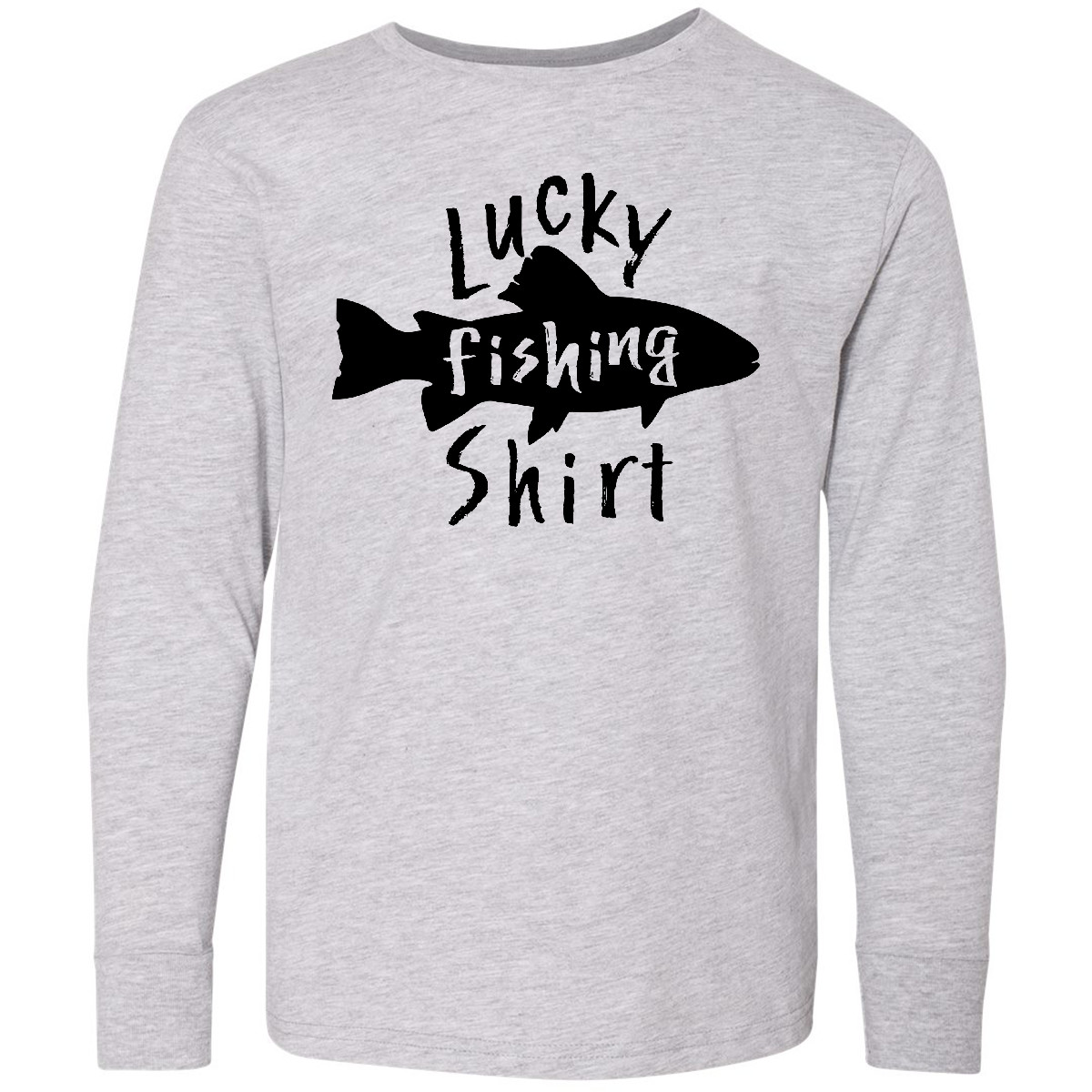 Inktastic Lucky Fishing Shirt- Fish Youth Long Sleeve T-Shirt Favorite Activity - Picture 2 of 3