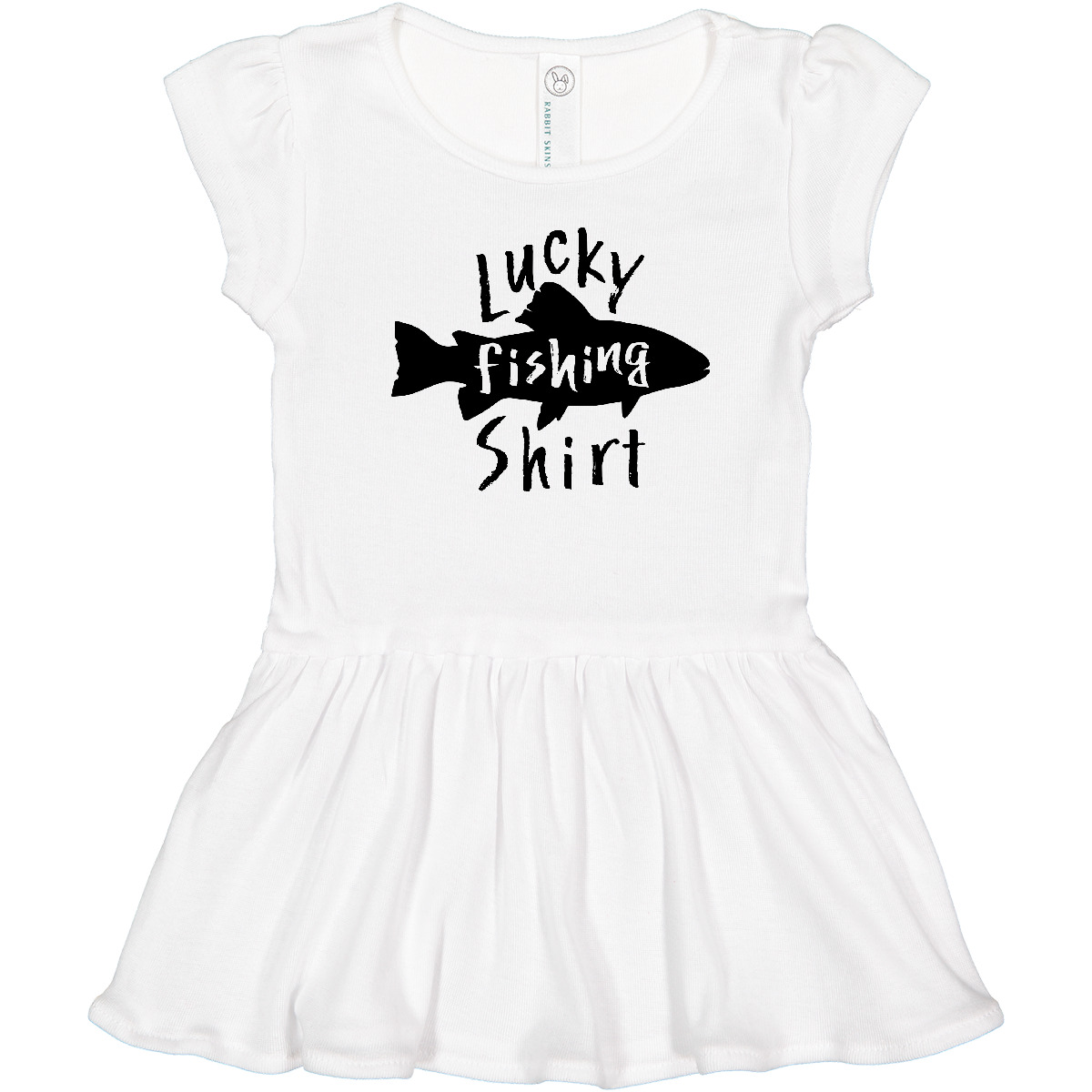 Inktastic Lucky Fishing Shirt- Fish Toddler Dress Favorite Activity Weekend Lake - Picture 3 of 3