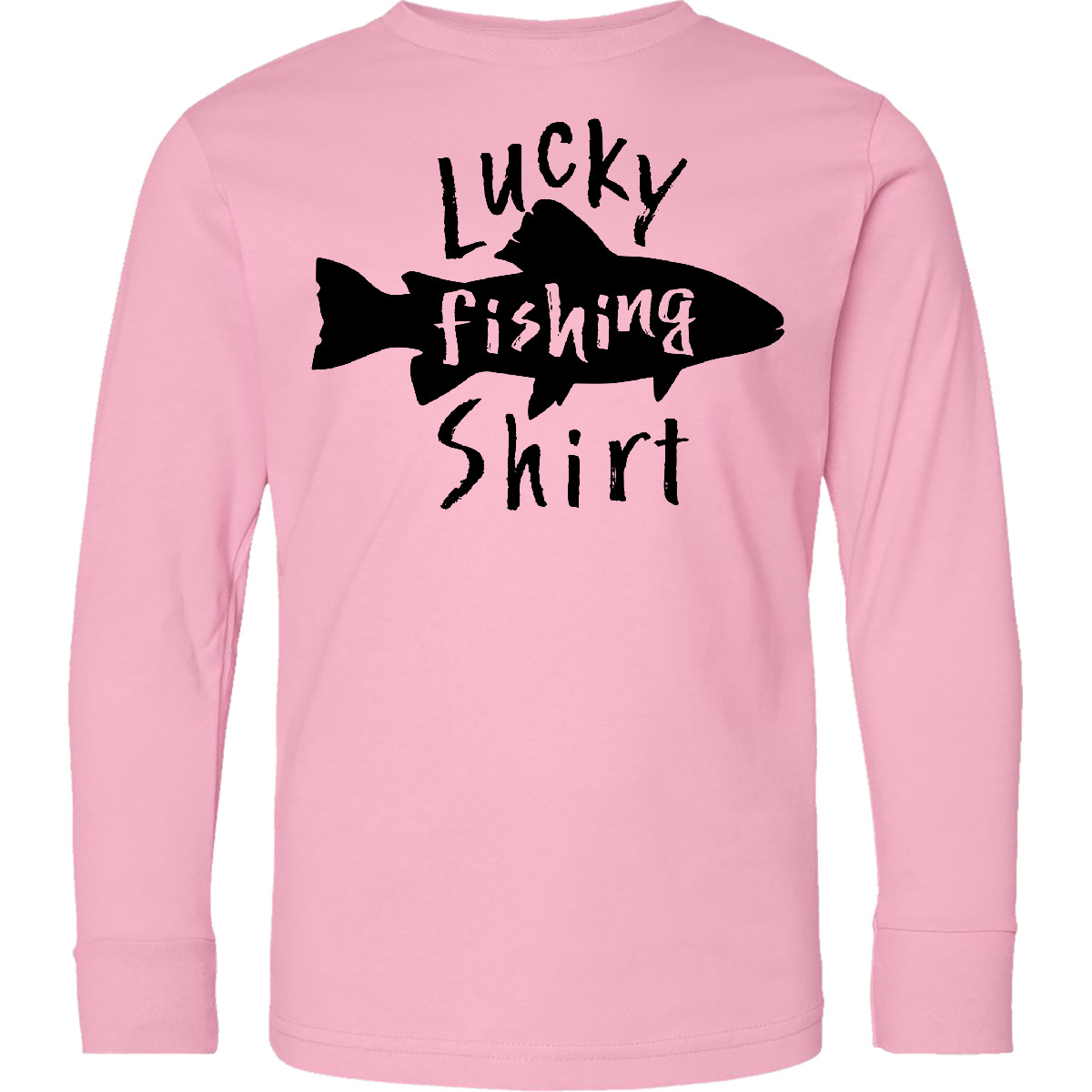 Inktastic Lucky Fishing Shirt- Fish Youth Long Sleeve T-Shirt Favorite Activity - Picture 3 of 3