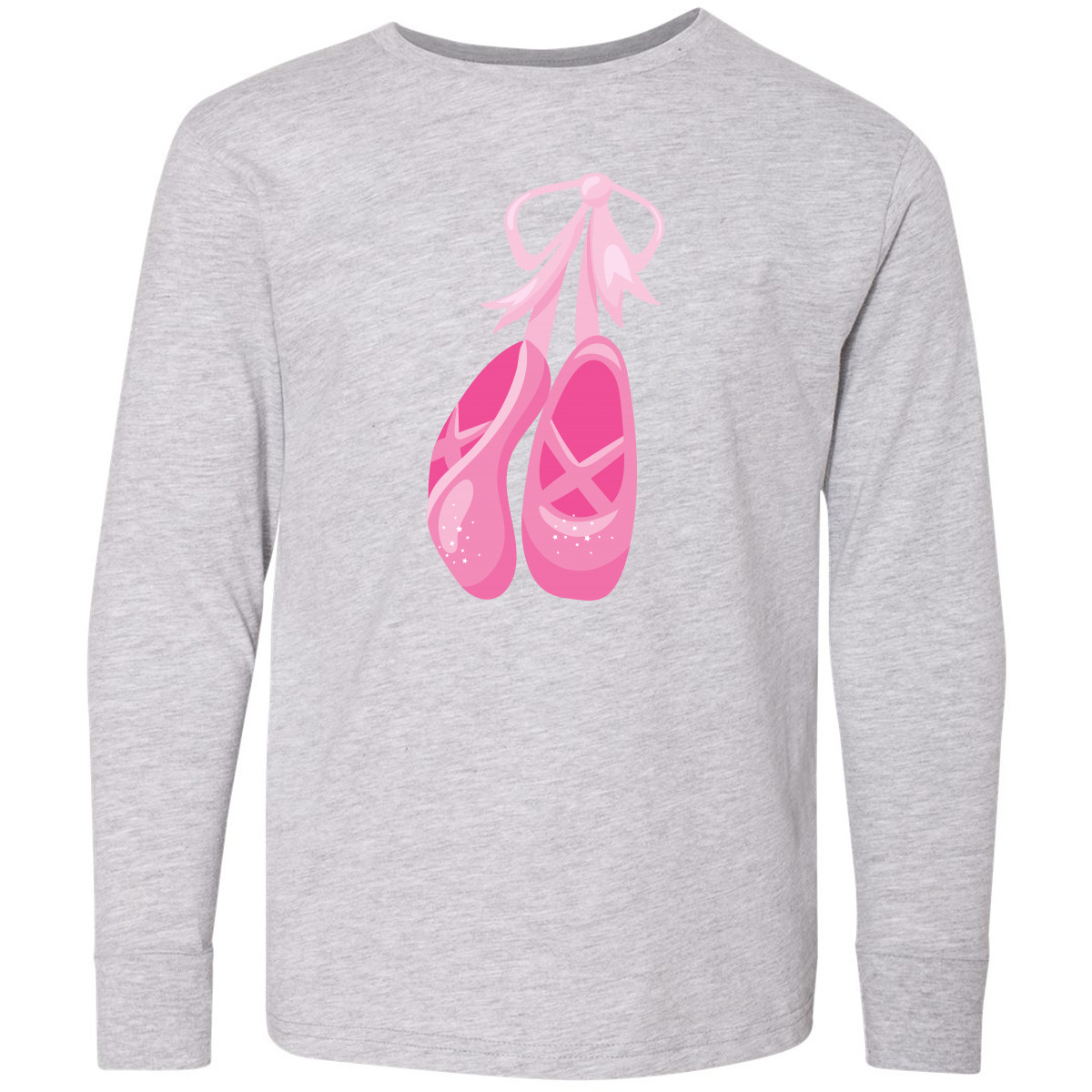 Inktastic Ballet Shoes, Ballet Slippers, Ballet Dance, Youth Long Sleeve T-Shirt - Picture 3 of 7