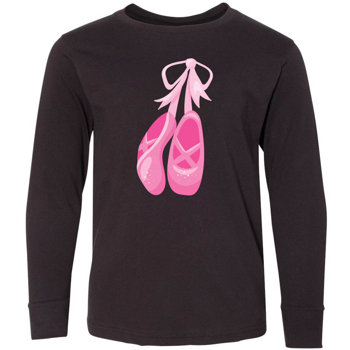 Inktastic Ballet Shoes, Ballet Slippers, Ballet Dance, Youth Long Sleeve T-Shirt - Picture 2 of 7