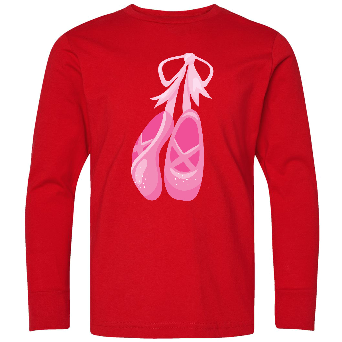 Inktastic Ballet Shoes, Ballet Slippers, Ballet Dance, Youth Long Sleeve T-Shirt - Picture 6 of 7