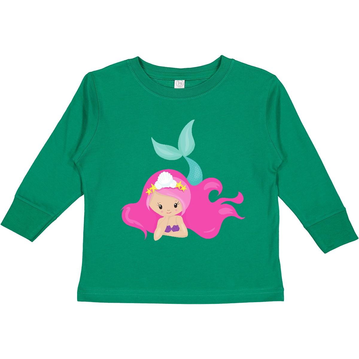 Inktastic Cute Mermaid, Pink Hair, Little Mermaid, Toddler Long Sleeve T-Shirt - Picture 6 of 10
