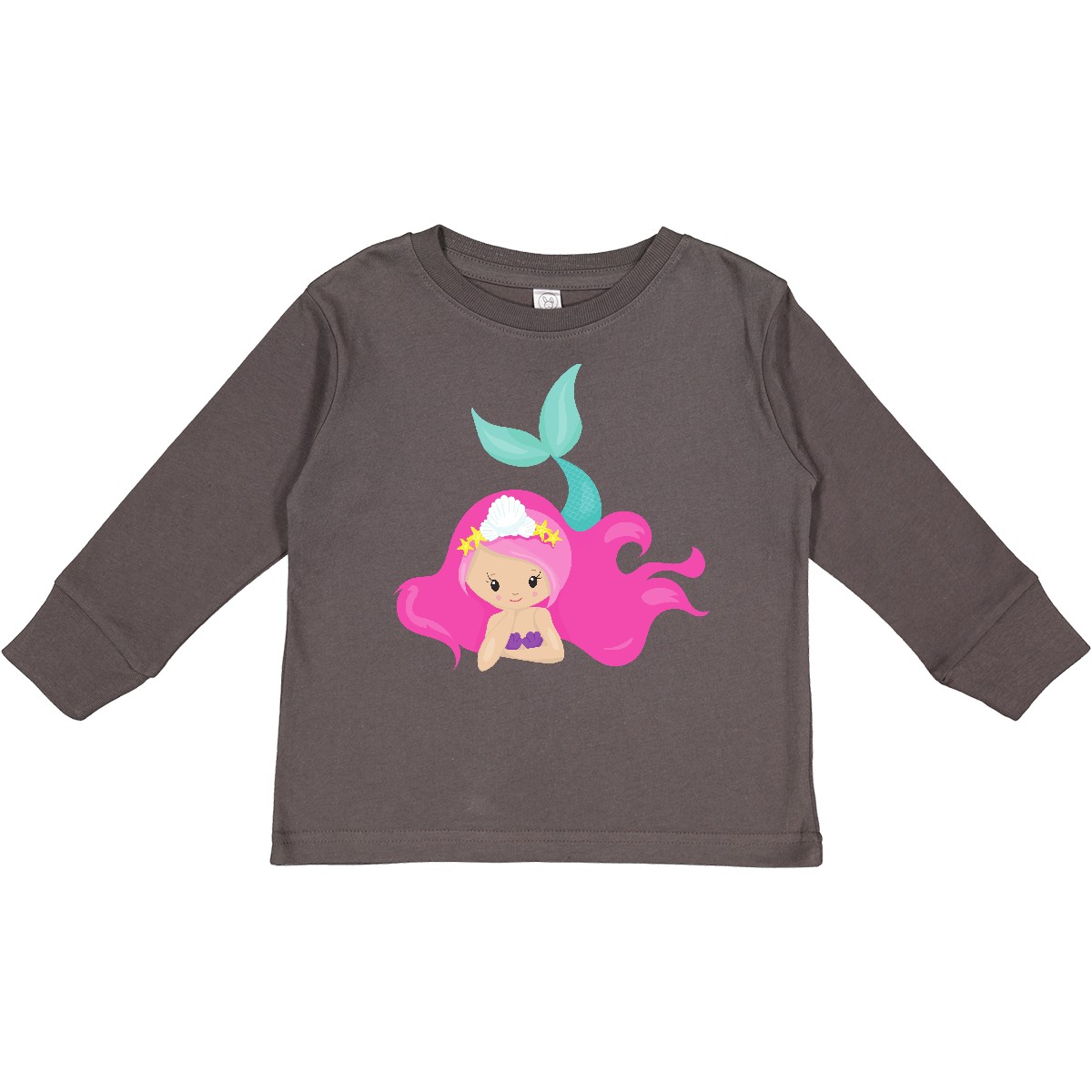 Inktastic Cute Mermaid, Pink Hair, Little Mermaid, Toddler Long Sleeve T-Shirt - Picture 3 of 10