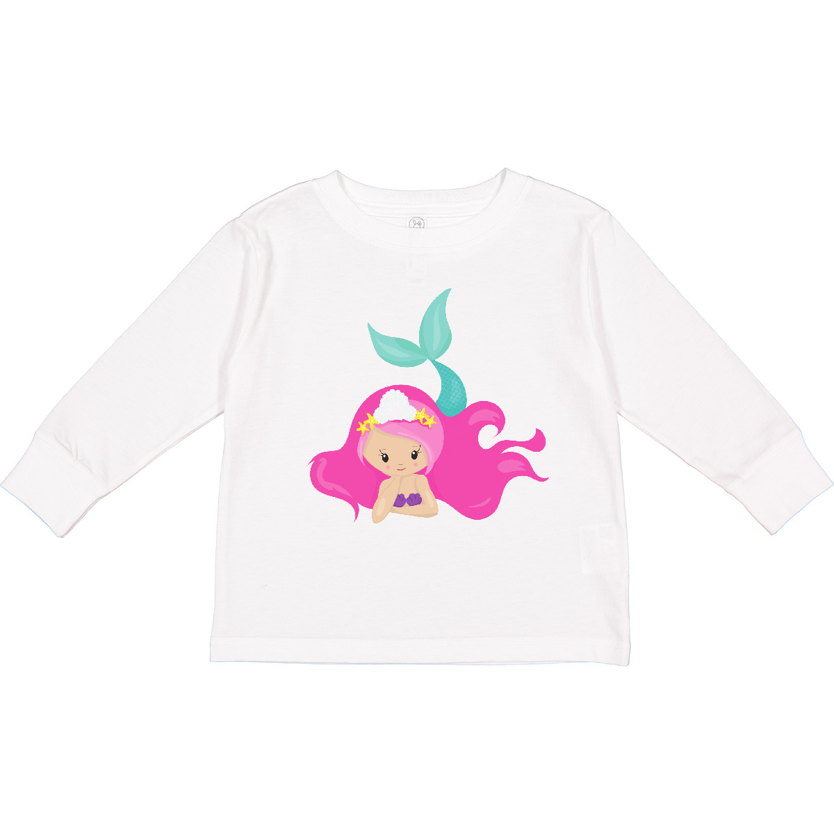Inktastic Cute Mermaid, Pink Hair, Little Mermaid, Toddler Long Sleeve T-Shirt - Picture 10 of 10