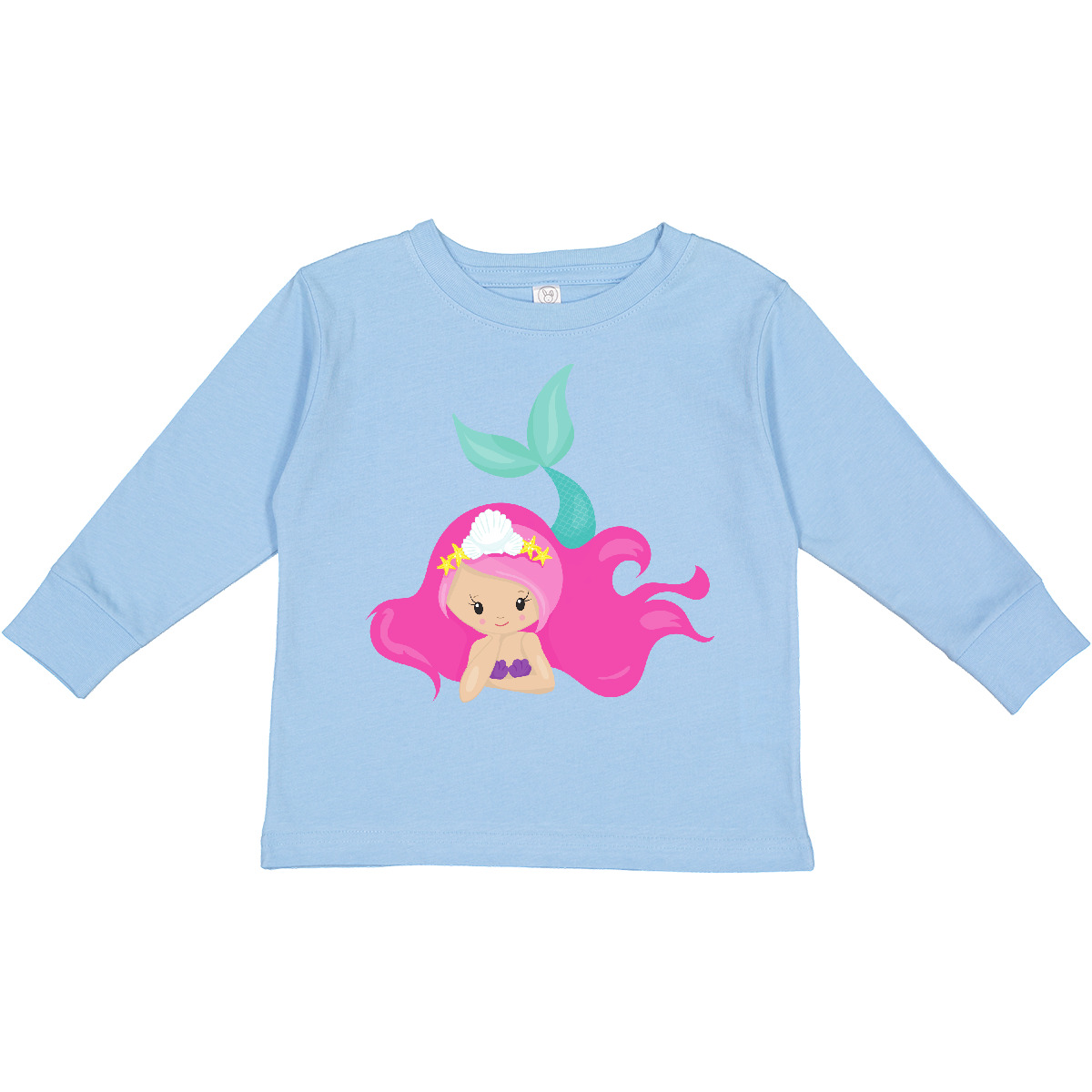 Inktastic Cute Mermaid, Pink Hair, Little Mermaid, Toddler Long Sleeve T-Shirt - Picture 2 of 10