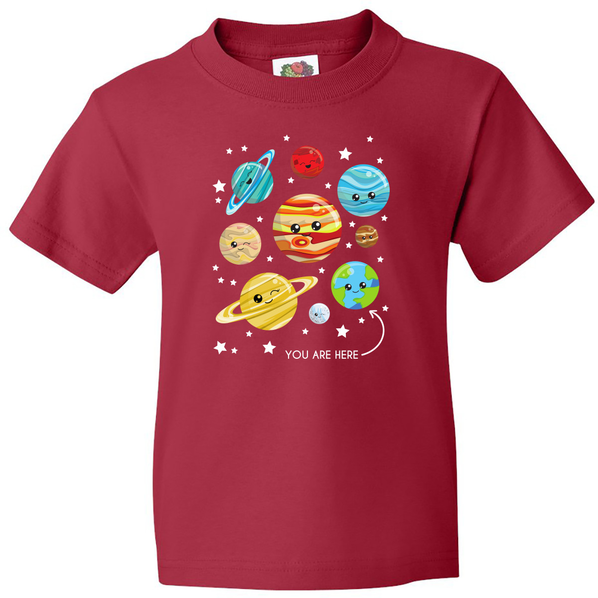 Inktastic Cute Planets, Kawaii Planets, Space, Cosmos, Stars Youth T-Shirt Solar - Picture 8 of 11