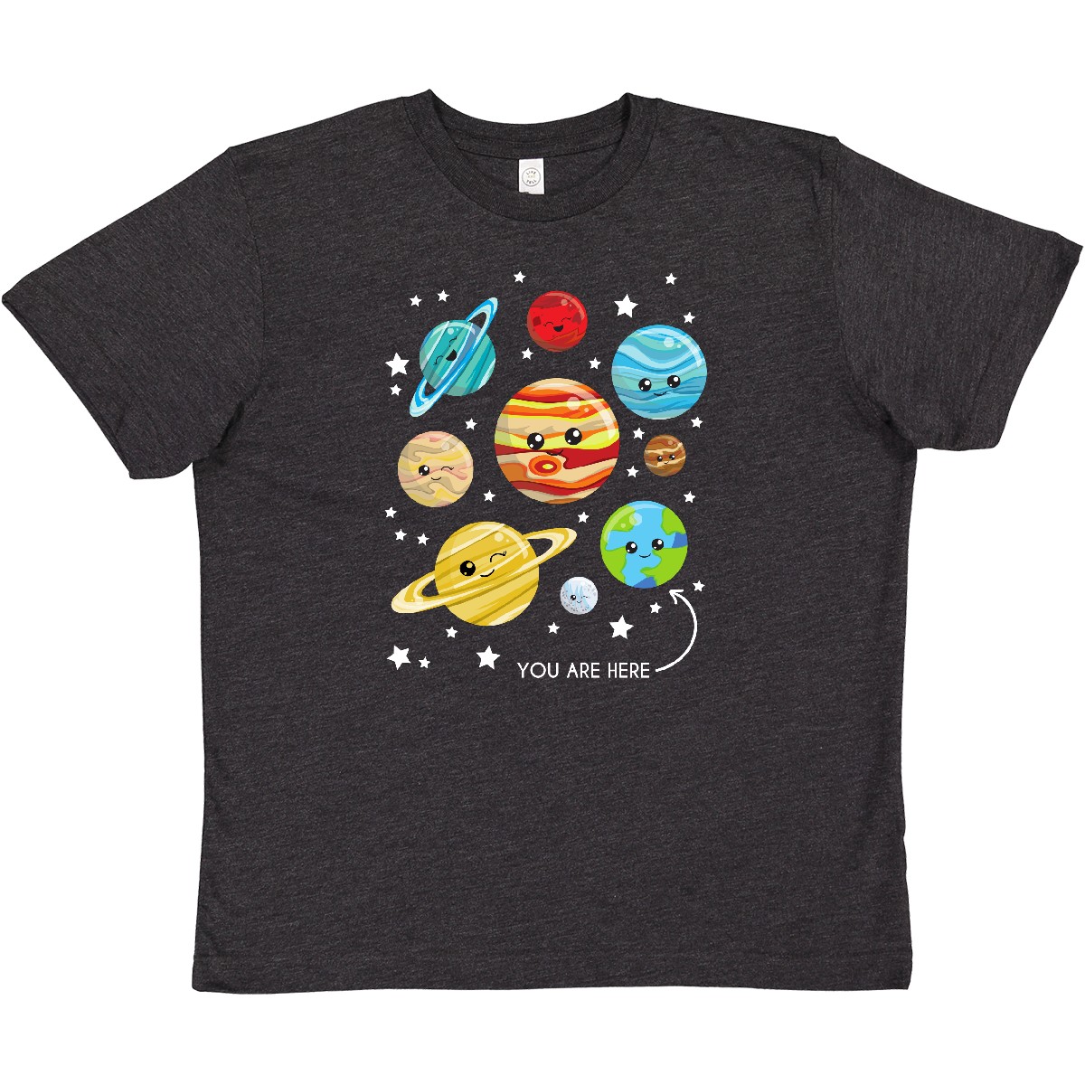 Inktastic Cute Planets, Kawaii Planets, Space, Cosmos, Stars Youth T-Shirt Solar - Picture 9 of 11