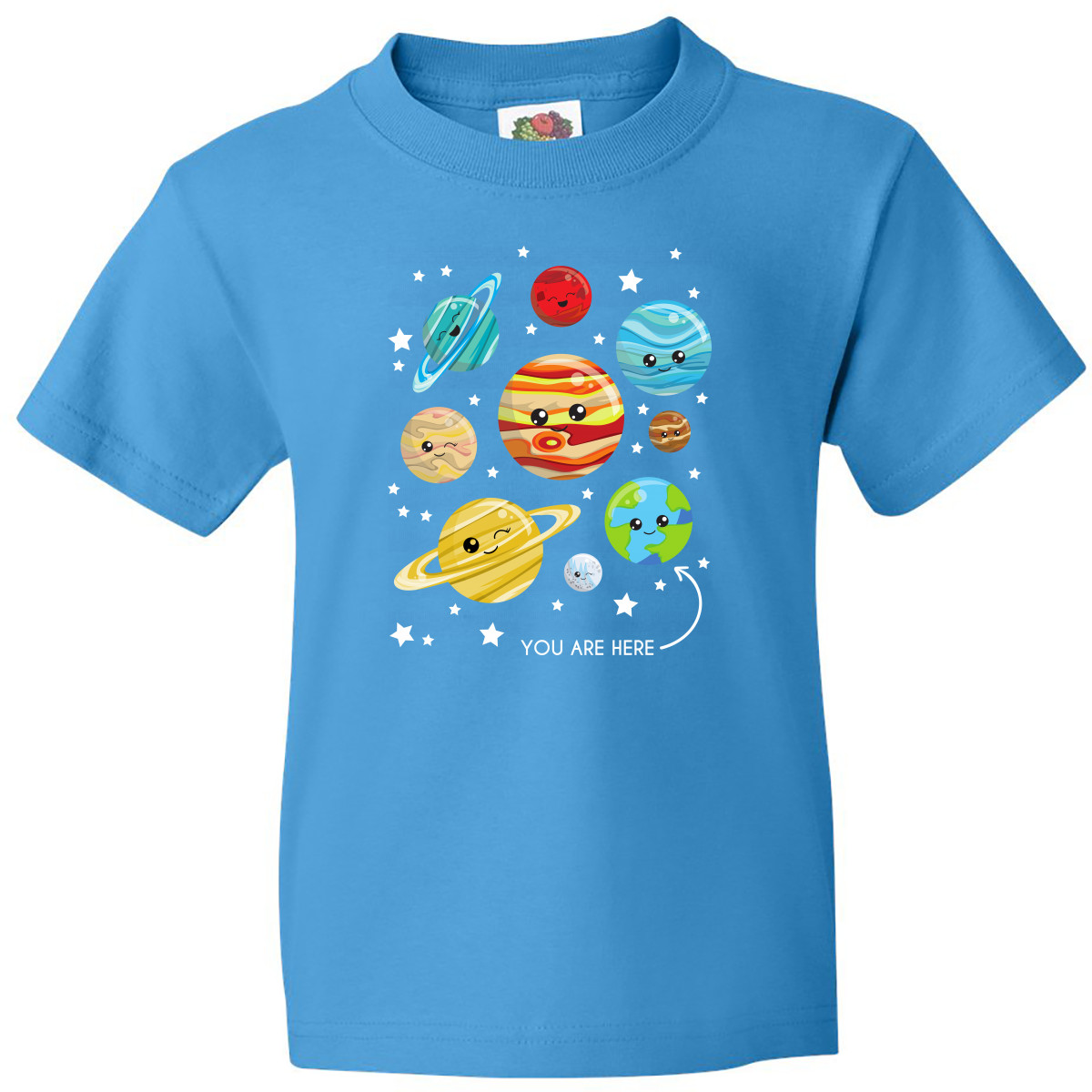 Inktastic Cute Planets, Kawaii Planets, Space, Cosmos, Stars Youth T-Shirt Solar - Picture 7 of 11