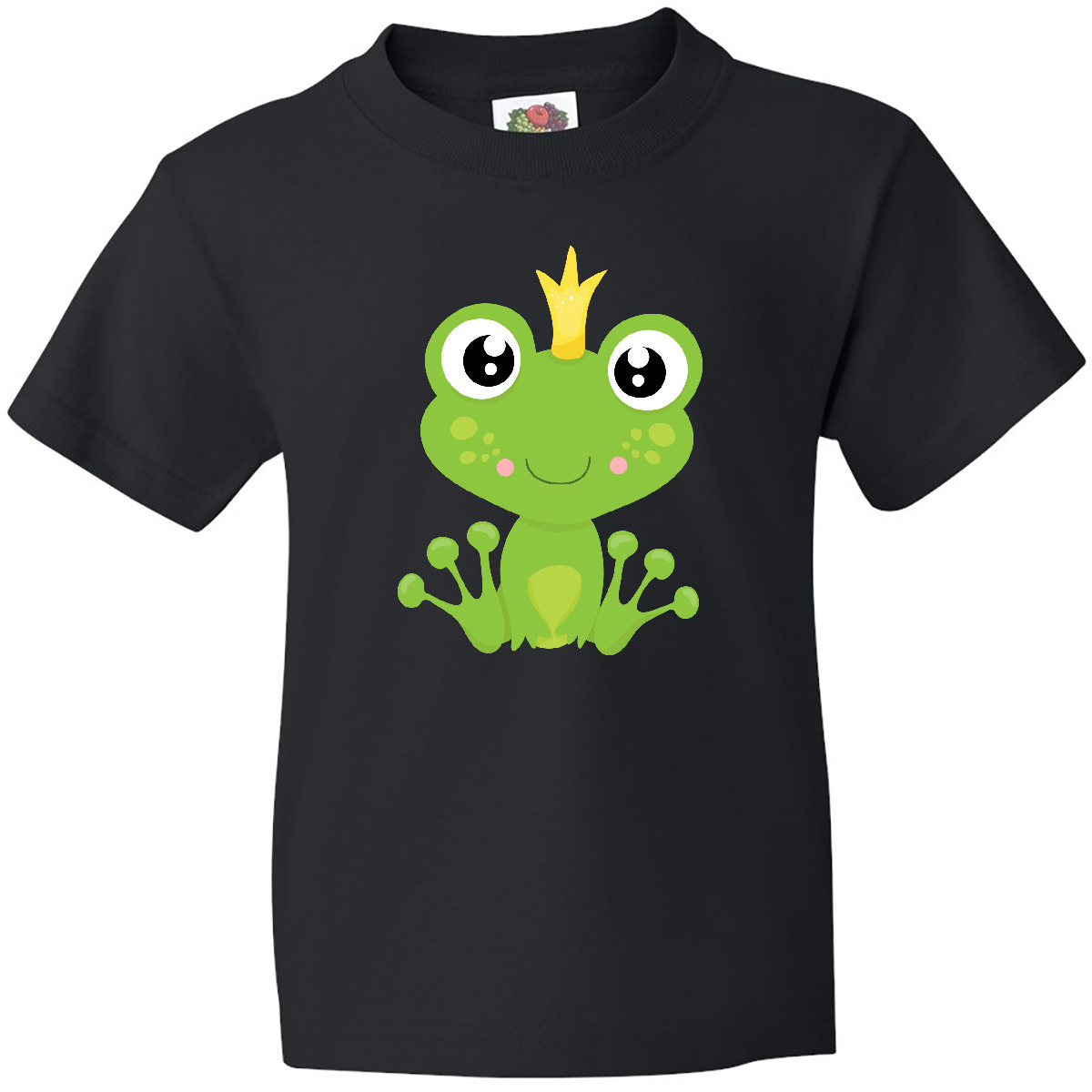 Inktastic Cute Frog, Green Frog, Frog Prince, Crown Youth T-Shirt Little Animals - Picture 3 of 12