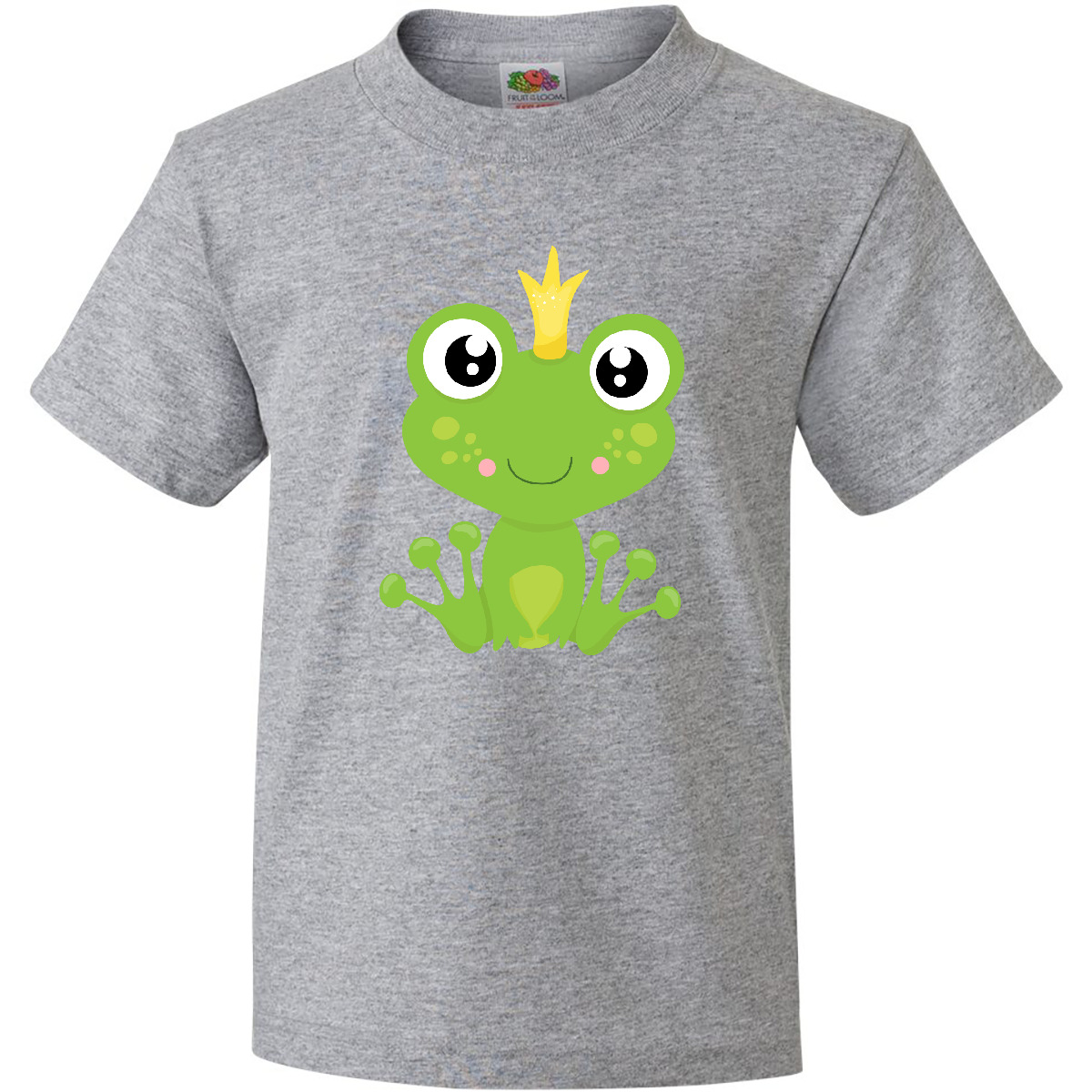 Inktastic Cute Frog, Green Frog, Frog Prince, Crown Youth T-Shirt Little Animals - Picture 4 of 12