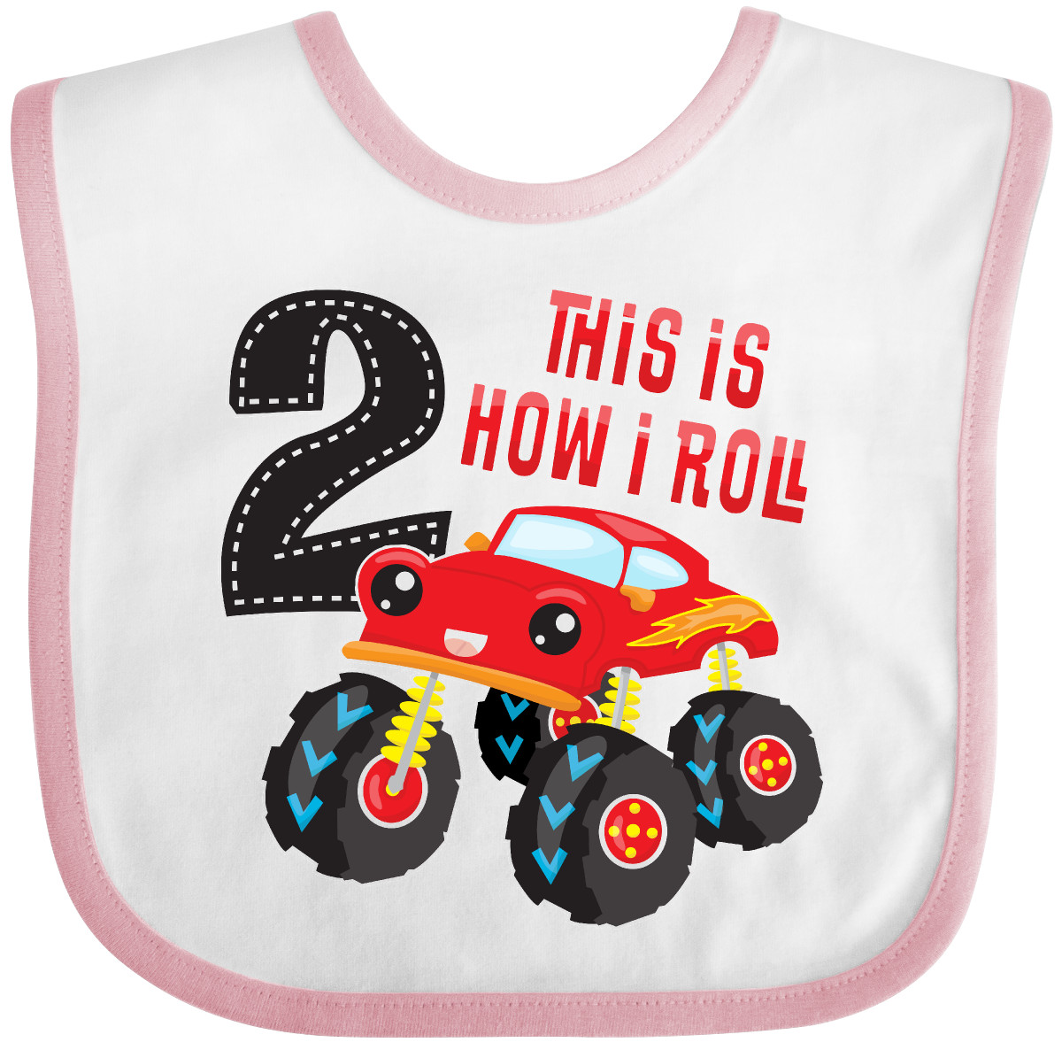 Inktastic Monster Truck How I Roll 2nd Birthday Baby Bib Racing This Big Off - Picture 7 of 8