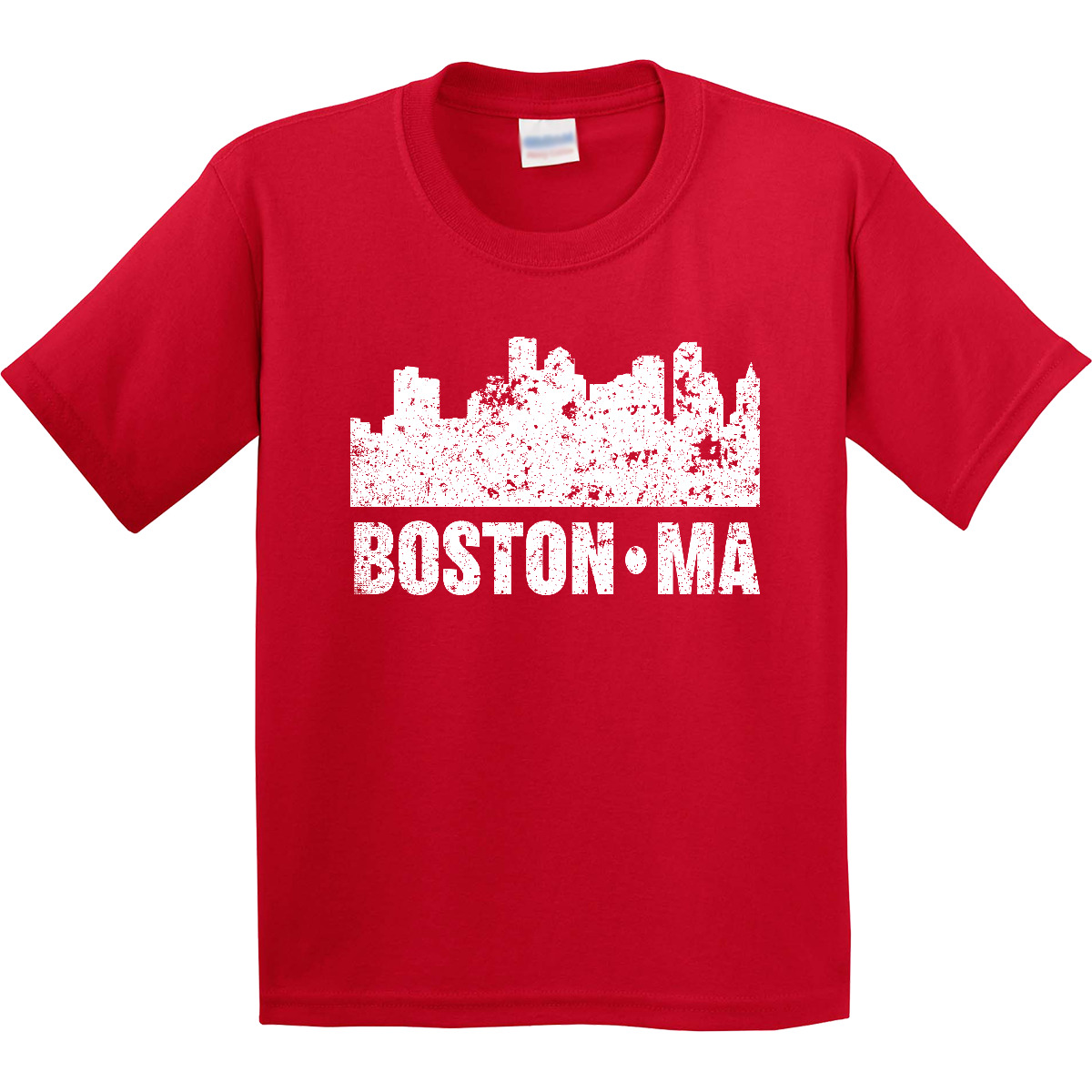 Inktastic Boston Massachusetts City Skyline With Grunge Youth T-Shirt Skylines - Picture 8 of 10